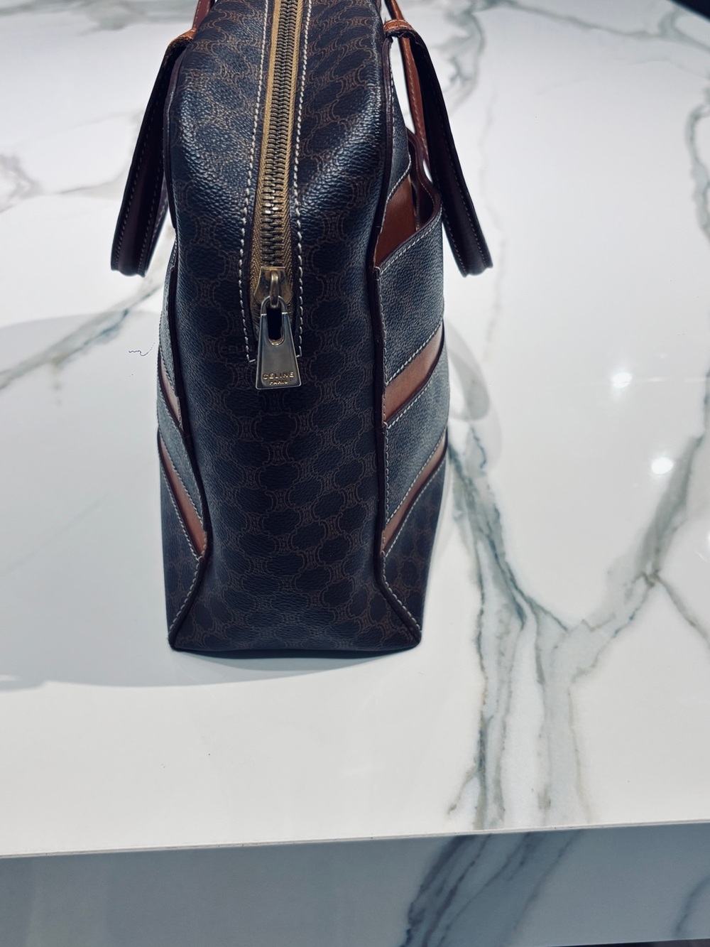 Vintage Celine Macadam Boston Top Handle Bag brown canvas (pvc) leather Italy - Picture 15 of 15
